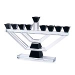 חנוכיית קריסטל זכוכית – דגם שוהם גדול – שחור