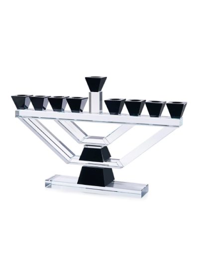 חנוכיית קריסטל זכוכית – דגם שוהם גדול – שחור