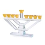 חנוכיית קריסטל יוקרתית בצבע זהב – דגם שוהם