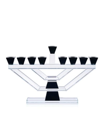 חנוכיית קריסטל זכוכית – דגם שוהם גדול – שחור