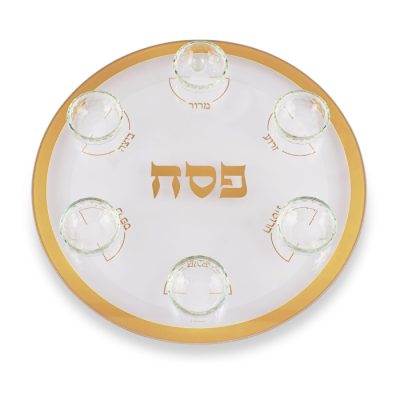 צלחת פסח דגם ים סוף זהב