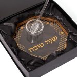 צלחת דבש קריסטל דגם כוורת עם רודה