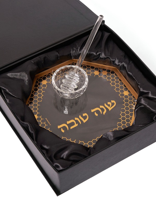 צלחת דבש קריסטל דגם כוורת עם רודה