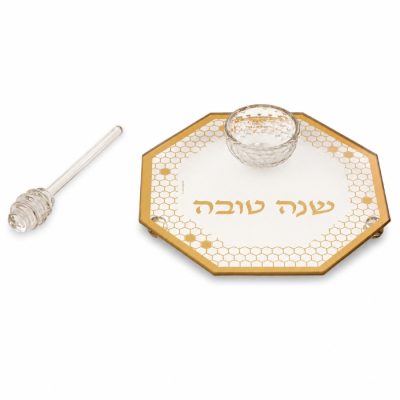צלחת דבש קריסטל דגם כוורת עם רודה