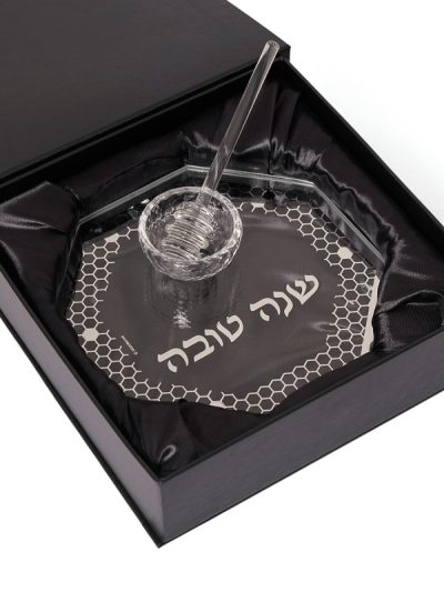 צלחת דבש קריסטל דגם כוורת עם רודה