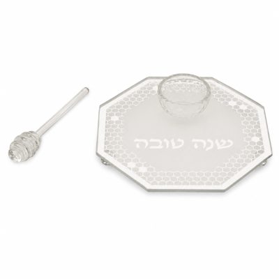 צלחת דבש קריסטל דגם כוורת עם רודה