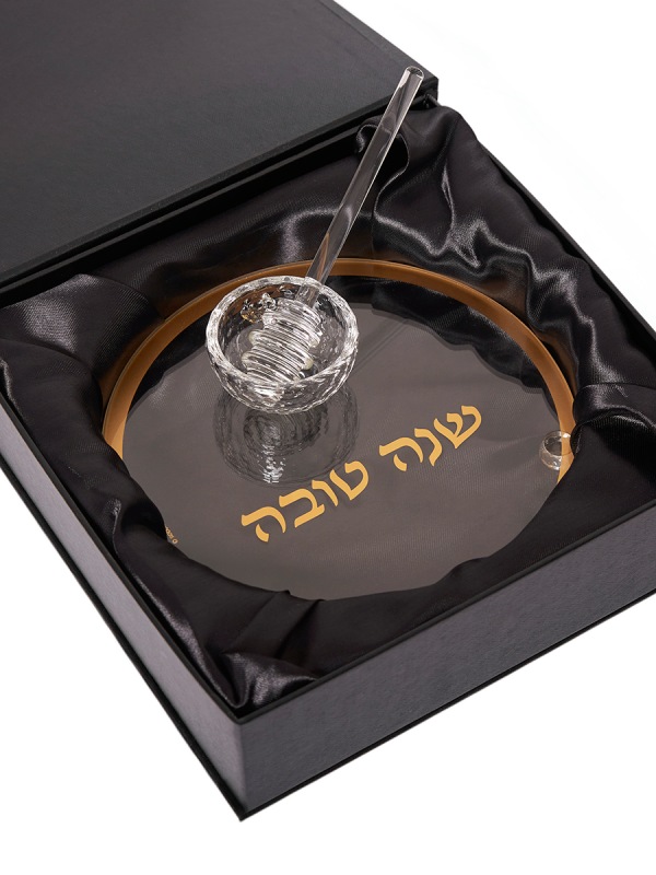צלחת דבש קריסטל דגם קלאסי עם רודה